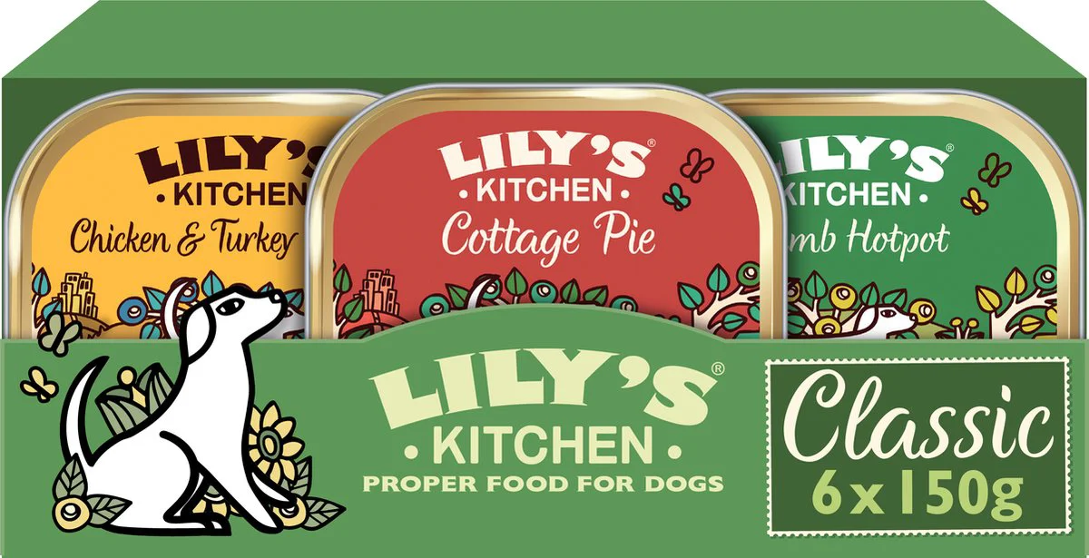 4x Lily's Kitchen Hondenvoer Nat Klassiek Menu Selectiebox 6x150 gr