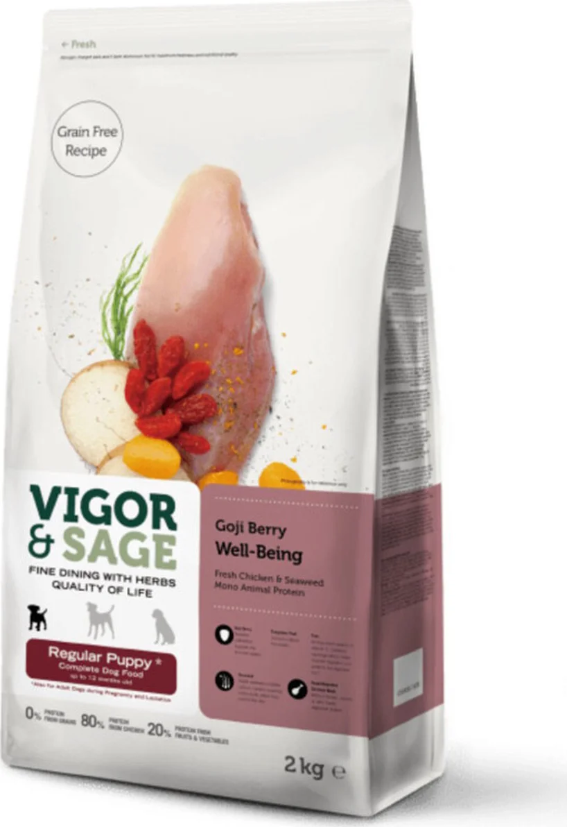 Vigor & Sage Hondenvoer Regular Puppy Well-Being Gojiberry 2 kg
