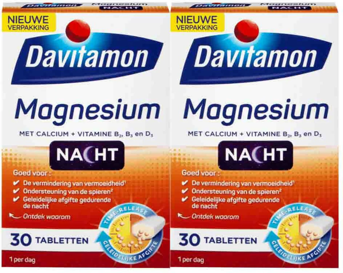 2x Davitamon Magnesium Voor de Nacht 30 tabletten