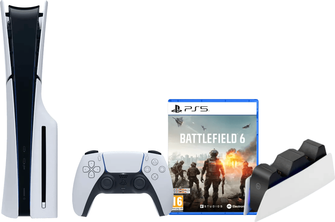 Sony PlayStation 5 Slim Disc Edition + Battlefield 6 + Oplaadstation