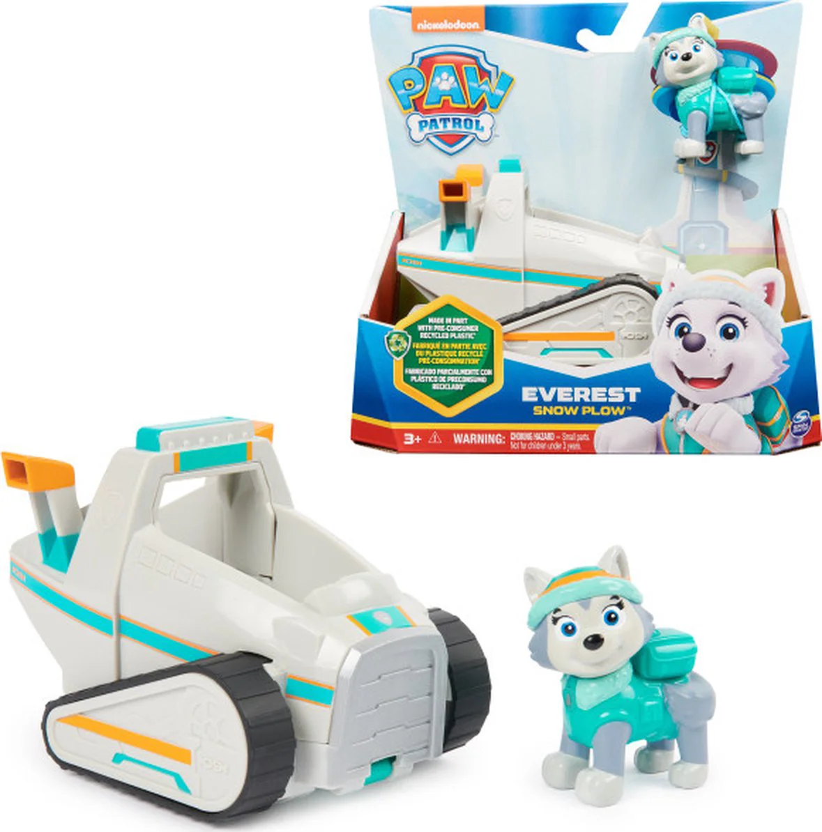 PAW Patrol - Everest's Sneeuwschuiver - speelgoedauto met speelfiguur - 71% gerecycled plastic - duurzaam speelgoed