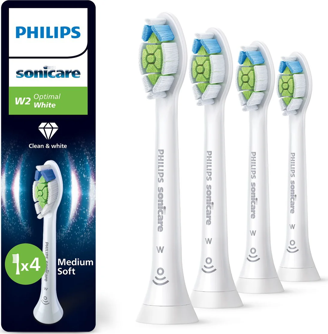 Philips Sonicare Opzetborstels Optimal White W2 Wit 4 stuks