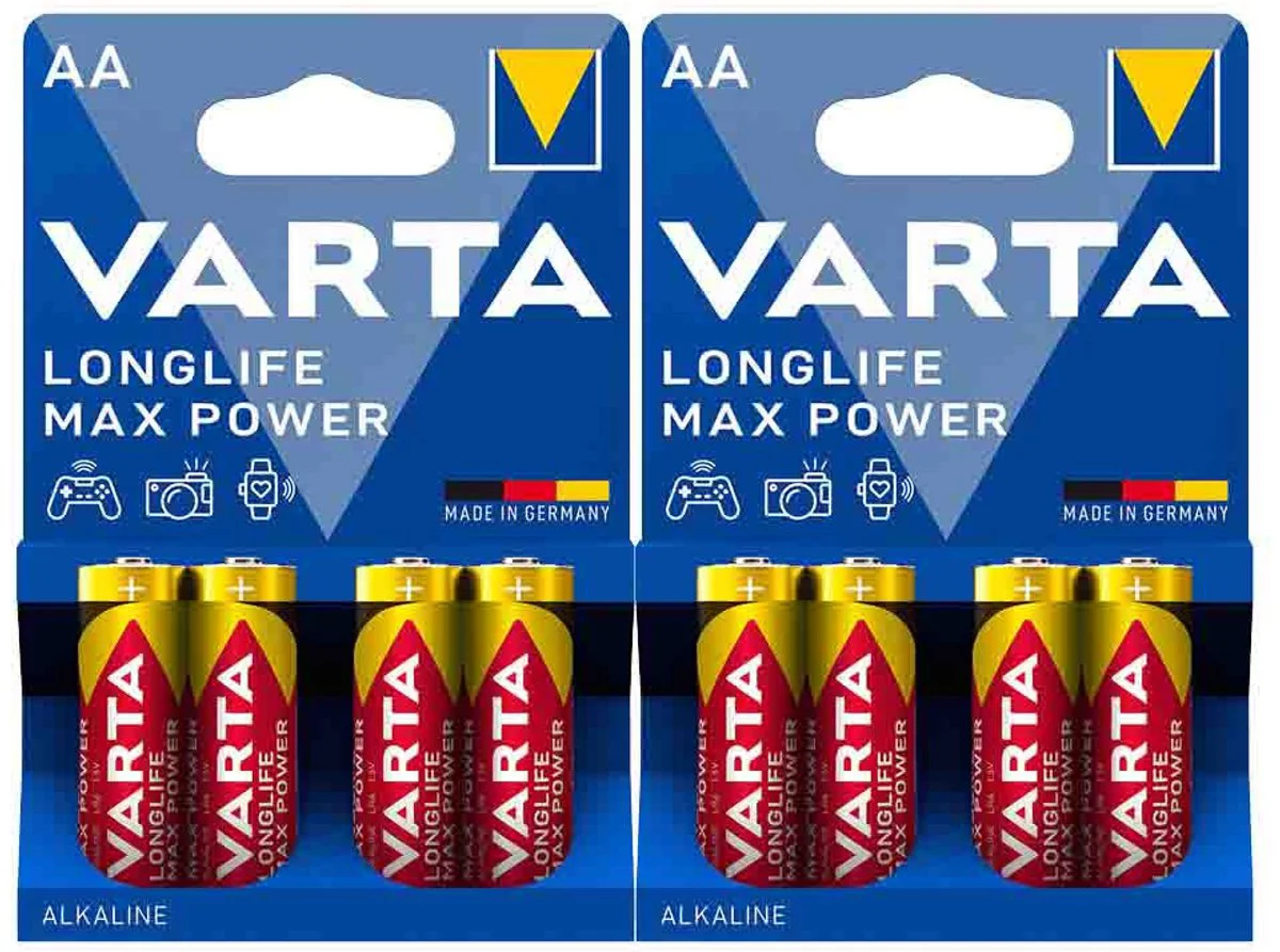 2x Varta Longlife Max Power Alkaline Batterijen AA 4 stuks