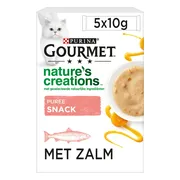 Gourmet Nature's Creations Kattensnack Puree Zalm Wortel 5 x 10 gr