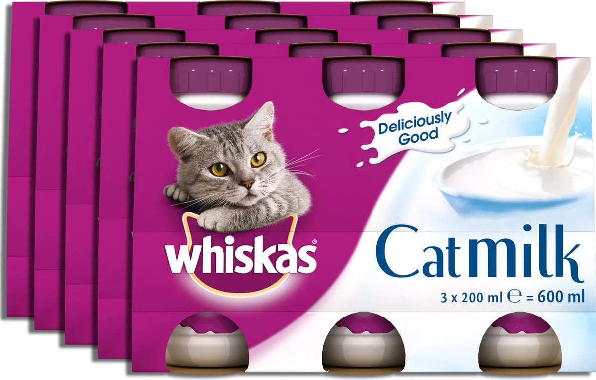15x Whiskas Kattenmelk Flesje 200 ml