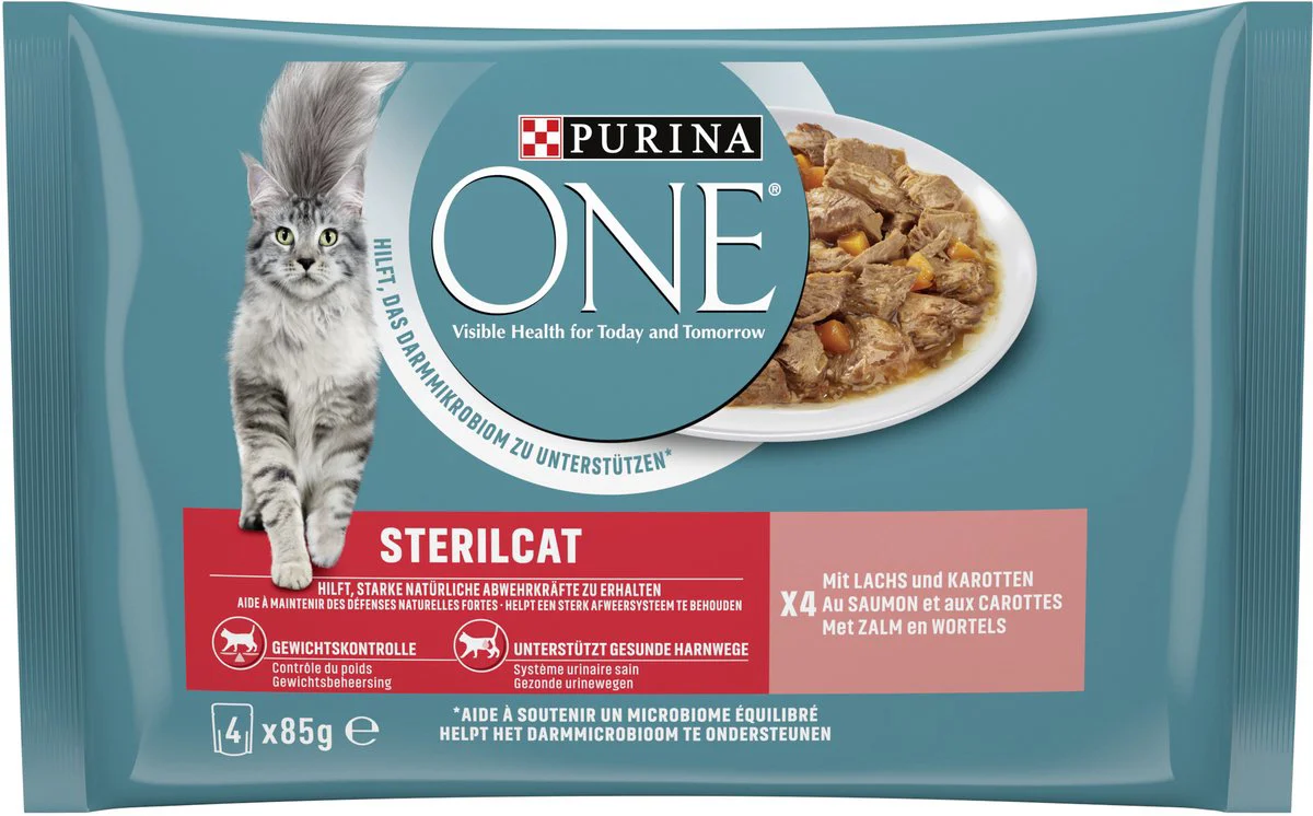 Purina ONE Kattenvoer Nat Sterilcat Adult Zalm 4 x 85 gr