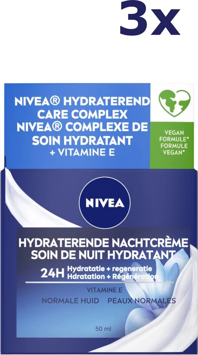 3x NIVEA Nachtcrème Hydraterend 50 ml