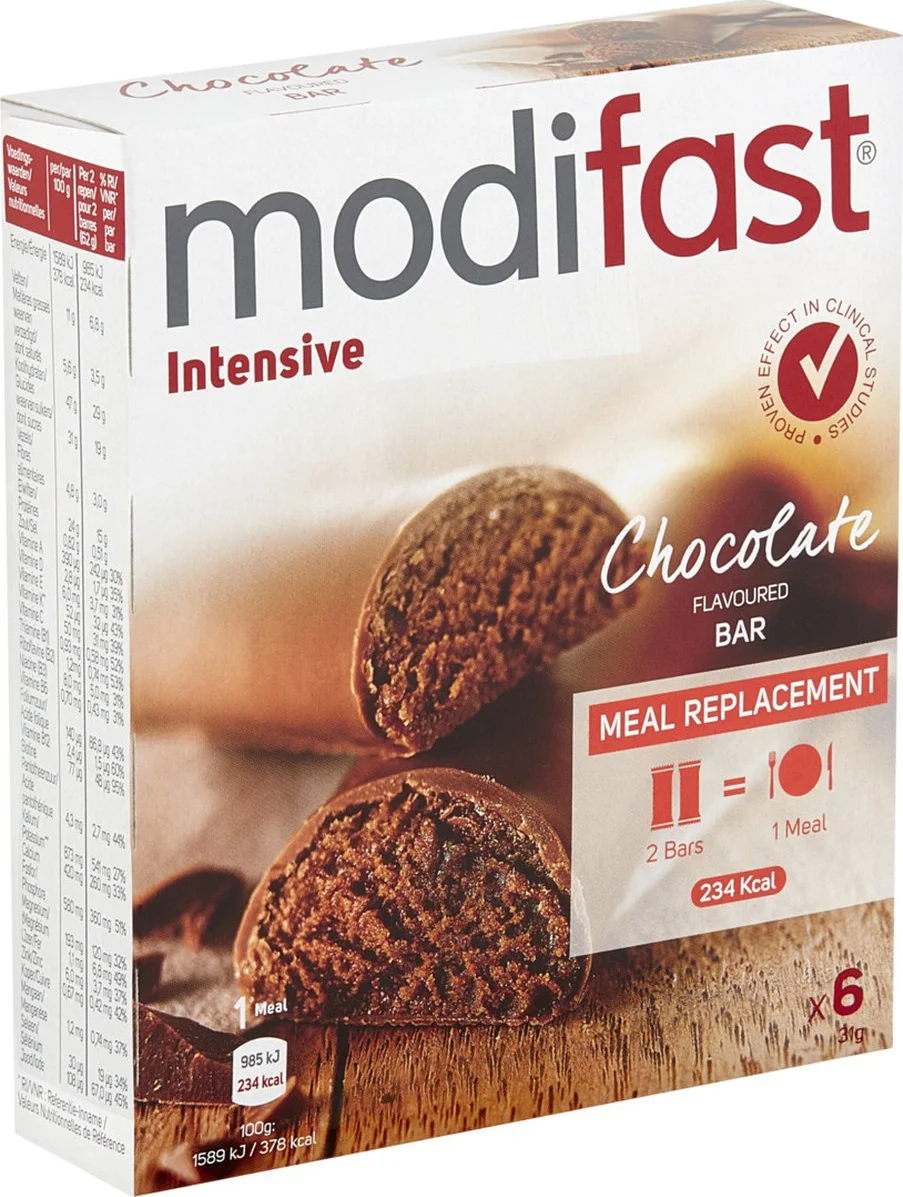 Modifast Intensive Reep Melk Chocolade 6 x 31 gr