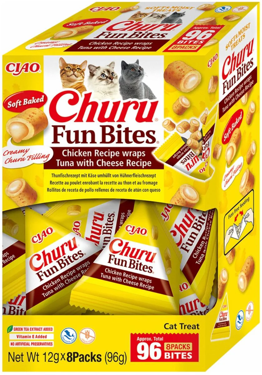 Ciao Churu Fun Bites Wraps Kattensnack Chicken & Tuna & Cheese 8 x 12 gr