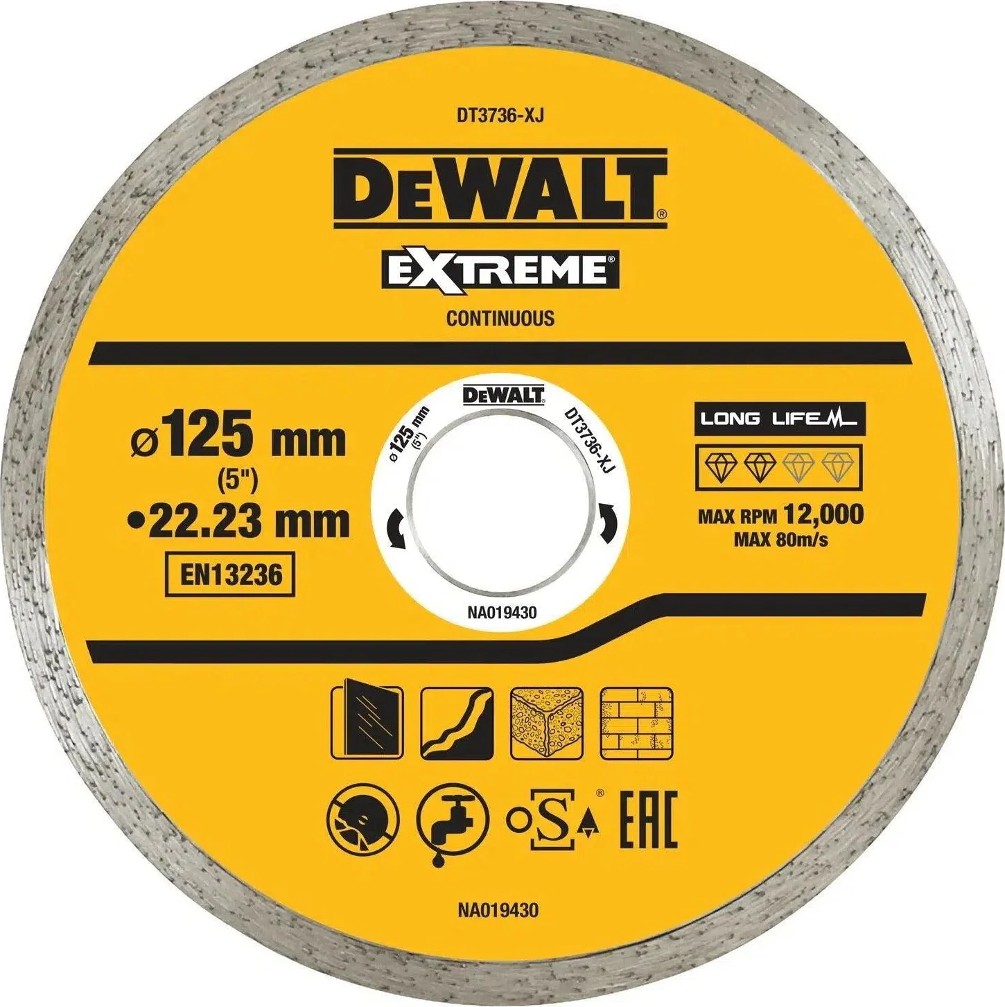 DeWALT DT3736 Diamantschijf Volband 125x22,23mm