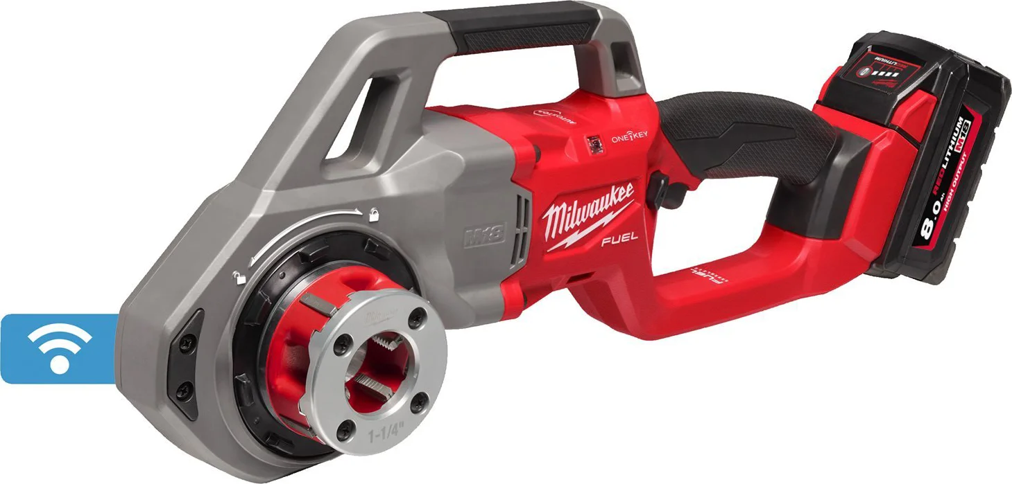 Milwaukee M18 FUEL™ FPT114-802CA ONE-KEY™ Accu draadsnijder 1 1/4" + 4x BSPT koppen 18V 8.0Ah in koffer - 4933499199