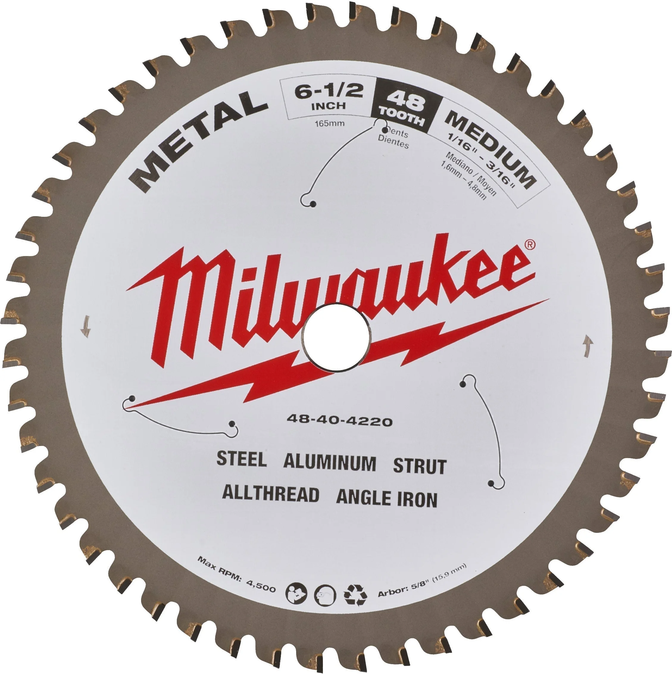 Milwaukee Cirkelzaagblad voor Metaal | Ø 160mm Asgat 16mm 48T - 48404220