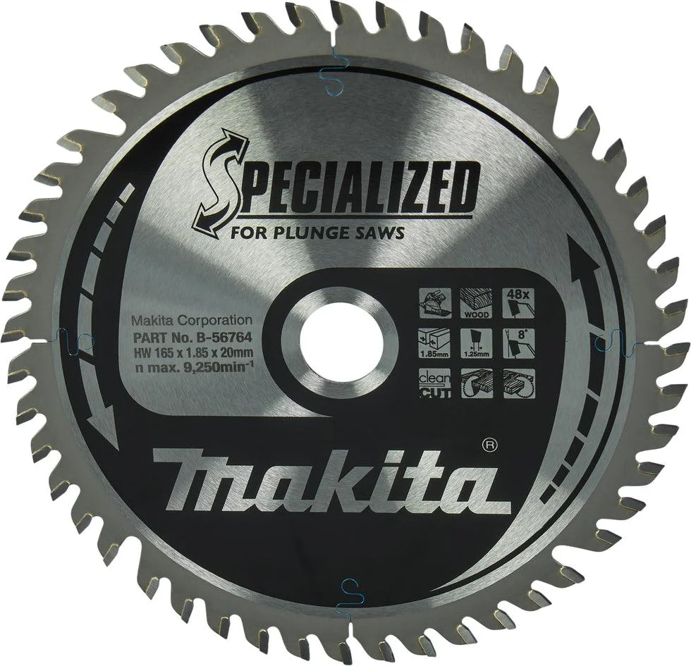 Makita Invalzaagblad voor Hout | Specialized | Ø 165mm Asgat 20mm 48T - B-56764