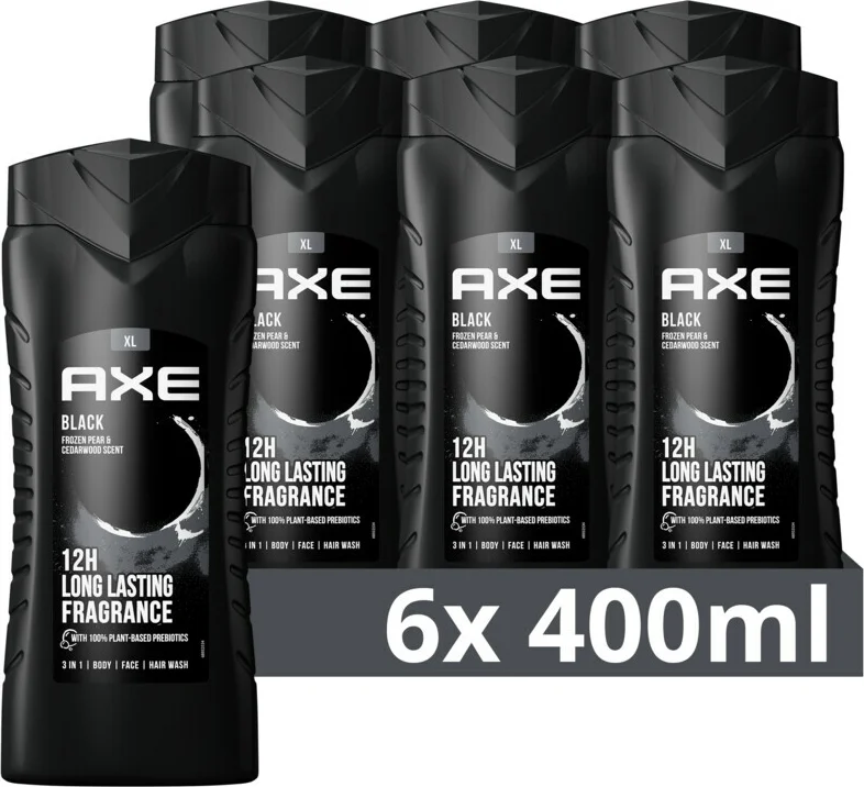 6x Axe 3-in-1 Douchegel XL Black 400 ml