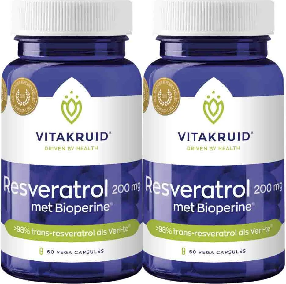 2x Vitakruid Resveratrol 200 mg 60 vegacapsules