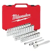 Milwaukee Ratel + doppen set 1/4 50 pc Drive Ratchet. + Dopsleutelset SAE + Metric - 4932464944