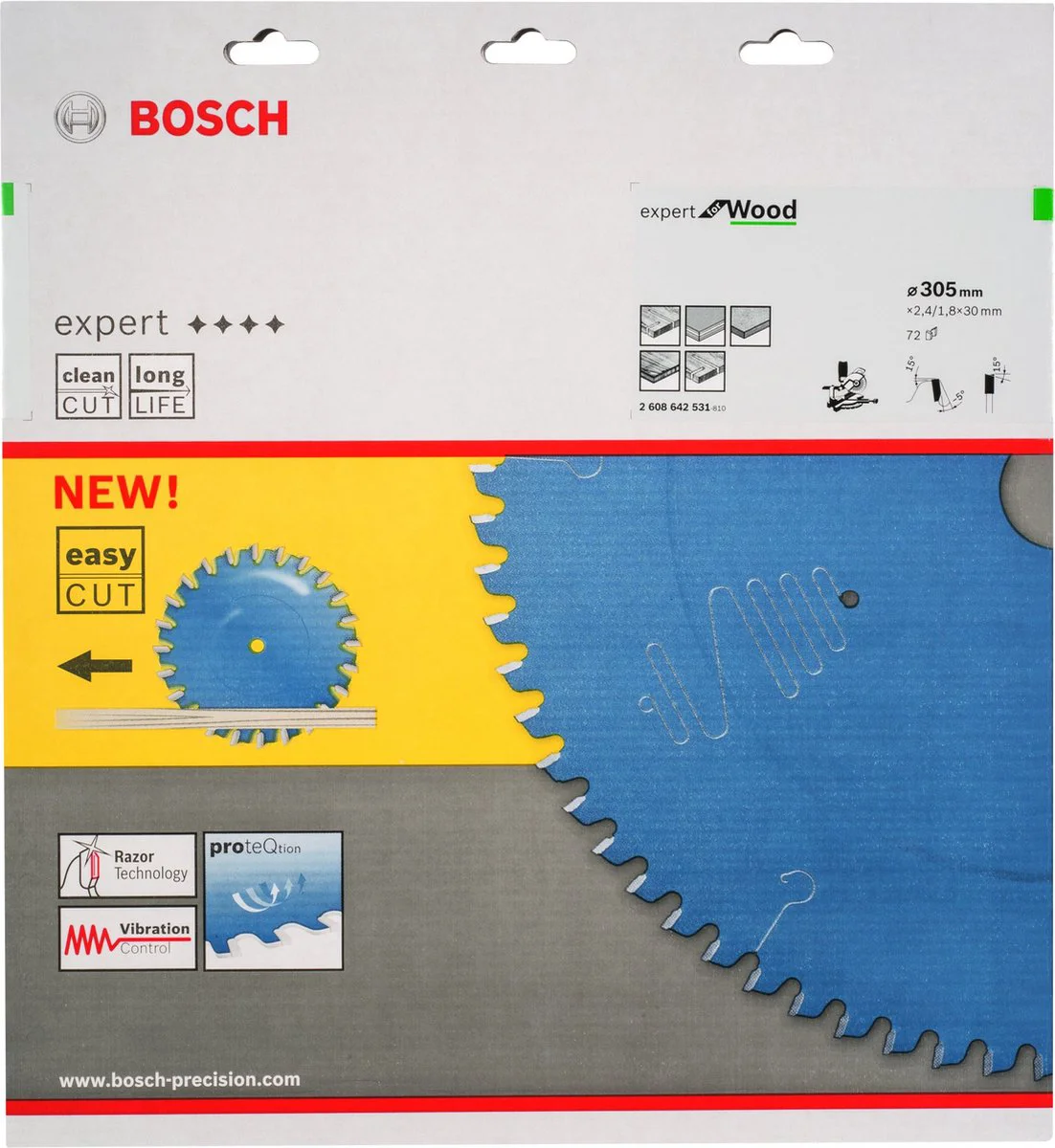 Bosch Professional Cirkelzaagblad EXPERT Wood | Ø 305 x 2,4 x 30mm 72T - 2608642531