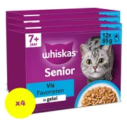 4x Whiskas 7+ Vis Selectie in Gelei Maaltijdzakjes Multipack 12 x 85 gr