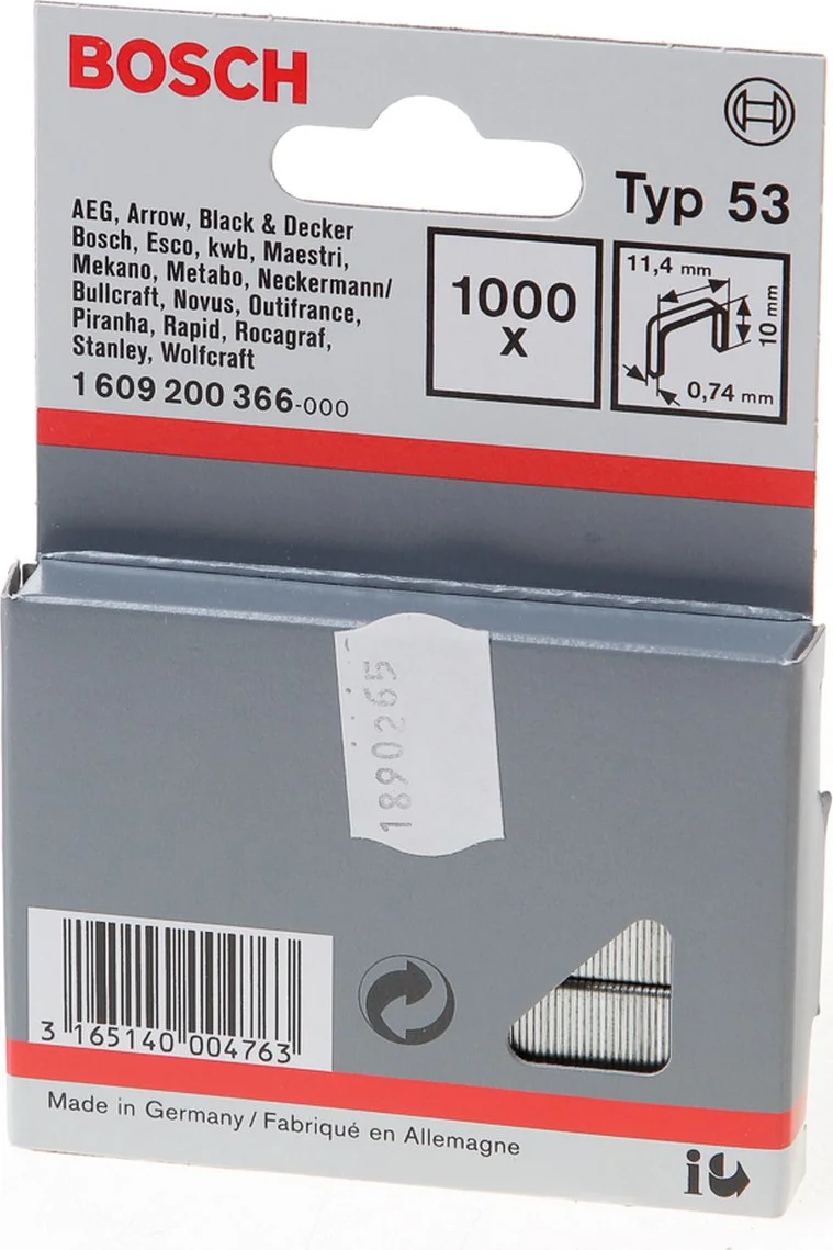 Bosch Professional Nieten type 53 | 10 mm | 11,4 x 0,74 mm | 1000 stuks - 1609200366