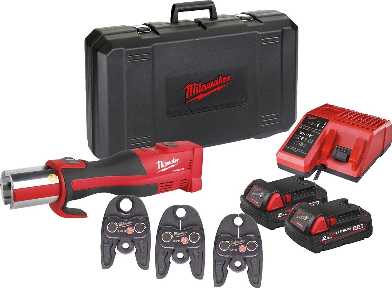 Milwaukee M18 BLHPT-202C U-Set FORCE LOGIC™ Accu hydraulische perstool 18V 2.0Ah in koffer - 4933451136