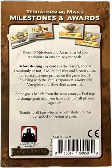 Terraforming Mars: Milestones & Awards