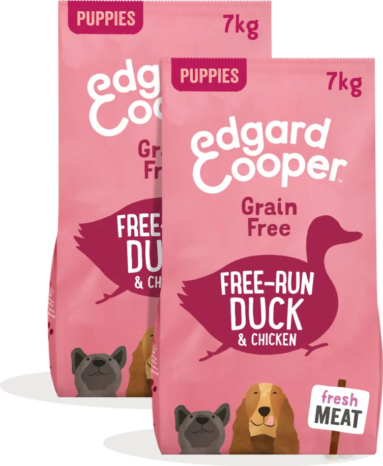 2x Edgard & Cooper Hondenvoer Puppy Scharrelkip - Scharreleend 7 kg