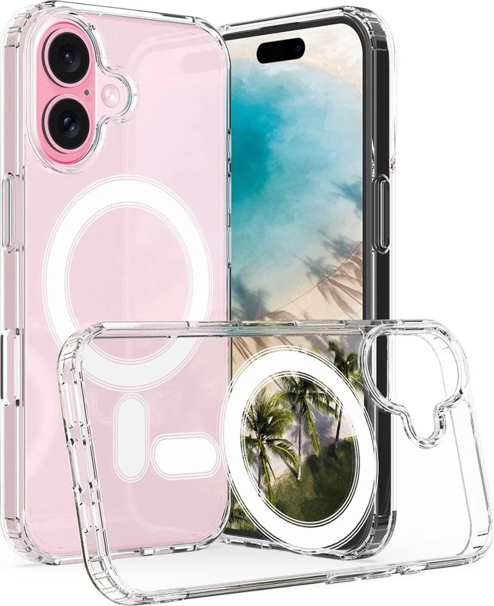 Transparant Hoesje Geschikt voor Apple iPhone 16 | Compatibel met MagSafe / Qi2 | Dun TPU | Back Cover met Magneet | Doorzichtig | Ultra Dun