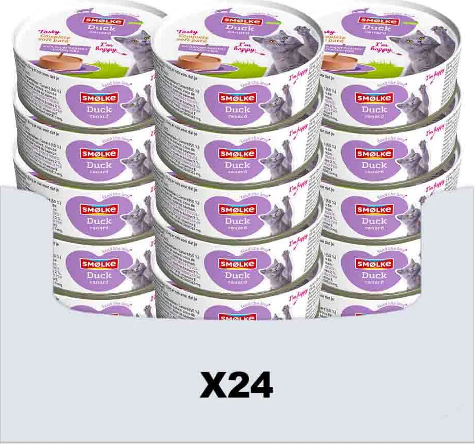 24x Smolke Kattenvoer Soft Paté Eend 80 gr