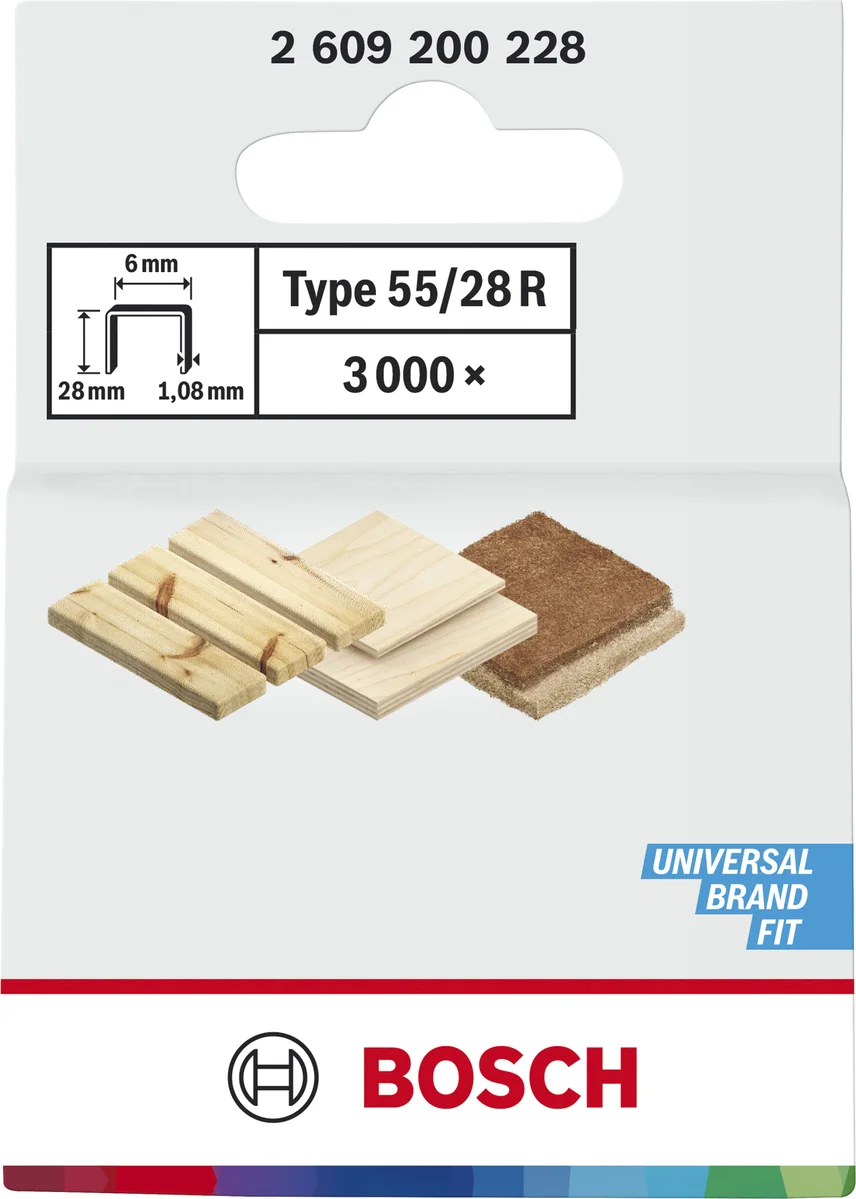Bosch Professional Nieten type 55 | 28 mm | 6,0 x 1,08 mm | 3000 stuks - 2609200228
