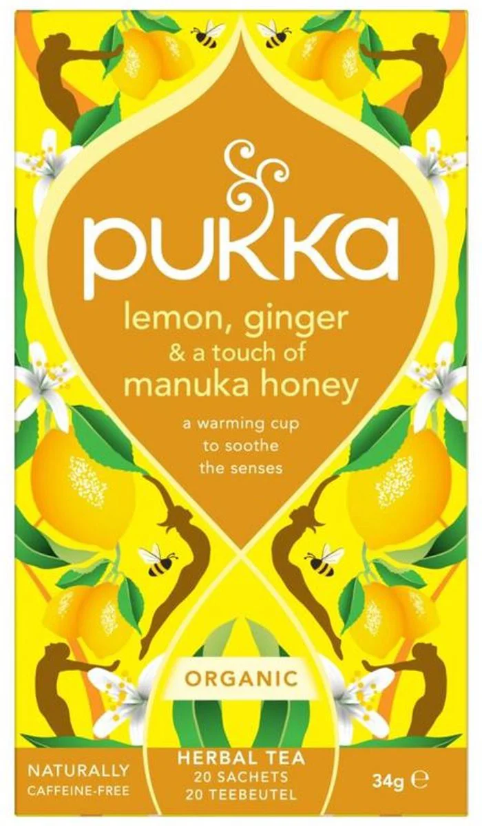 Pukka Biologische Thee Lemon Ginger Momile Gingera Manuka Honey 20 stuks