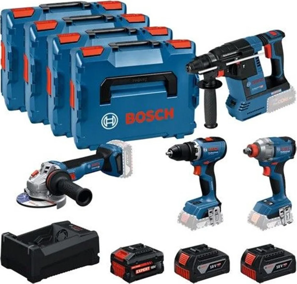 Bosch Professional Accu combiset 4-delig 18V 5.0Ah + 5.5Ah in tas - 0615A500BJ