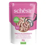 12x Schesir Kattenvoer Tonijn - Kip - Ham in Gelei 85 gr