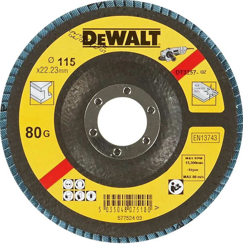 DeWALT DT3257 Lamellenschijf gebogen 115mm K80