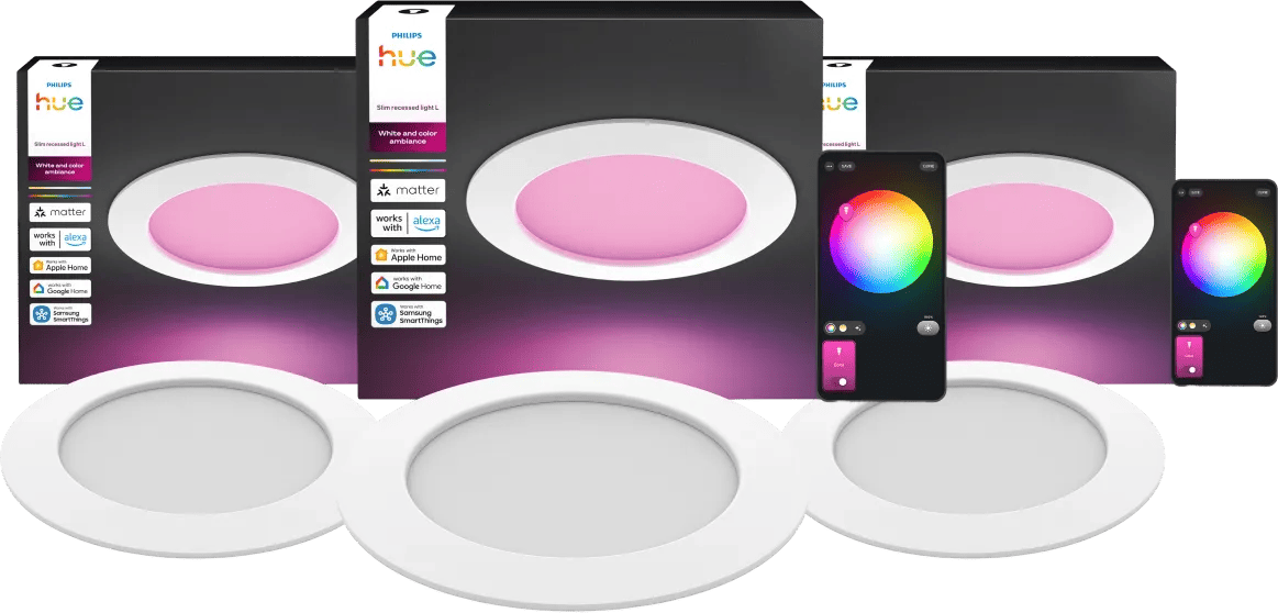 Philips Hue Inbouwspot Slim 3-Pack - White and Color - 170mm - Wit