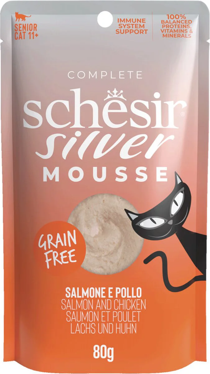 12x Schesir Silver Kat Mousse Zalm 80 gr