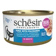 12x Schesir Kattenvoer Gekookte Tonijn en Sardines 70 gr