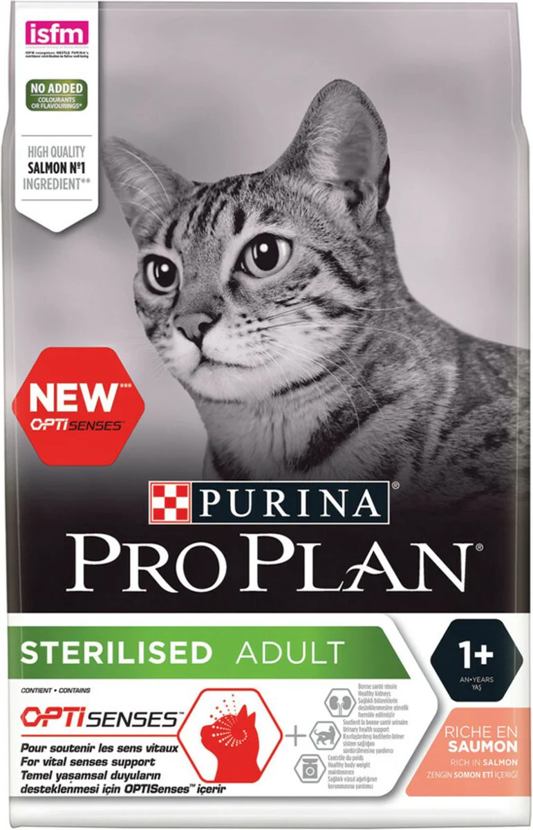 4x Pro Plan Kattenvoer Droog Adult Sterilised Vital Functions Zalm 3 kg