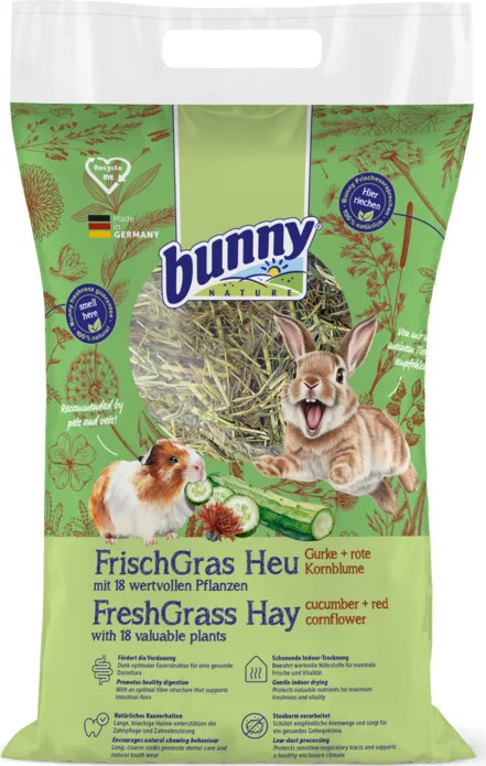 Bunny Nature Knaagdiervoer Vers Gras Hooi Komkommer & Rode Korenbloem 500 gr