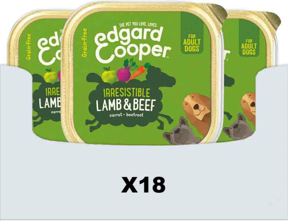 18x Edgard & Cooper Kuipje Vers Vlees Hondenvoer Lam - Rund 300 gr