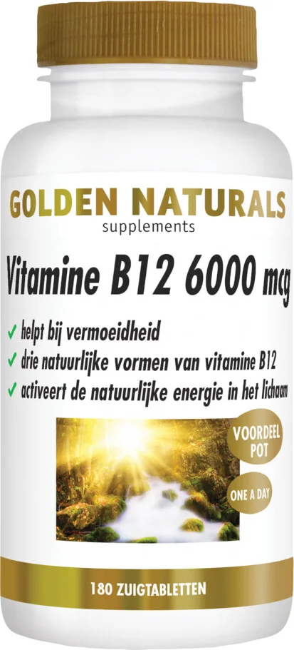 2x Golden Naturals Vitamine B12 6000mcg Vegan 180 zuigtabletten