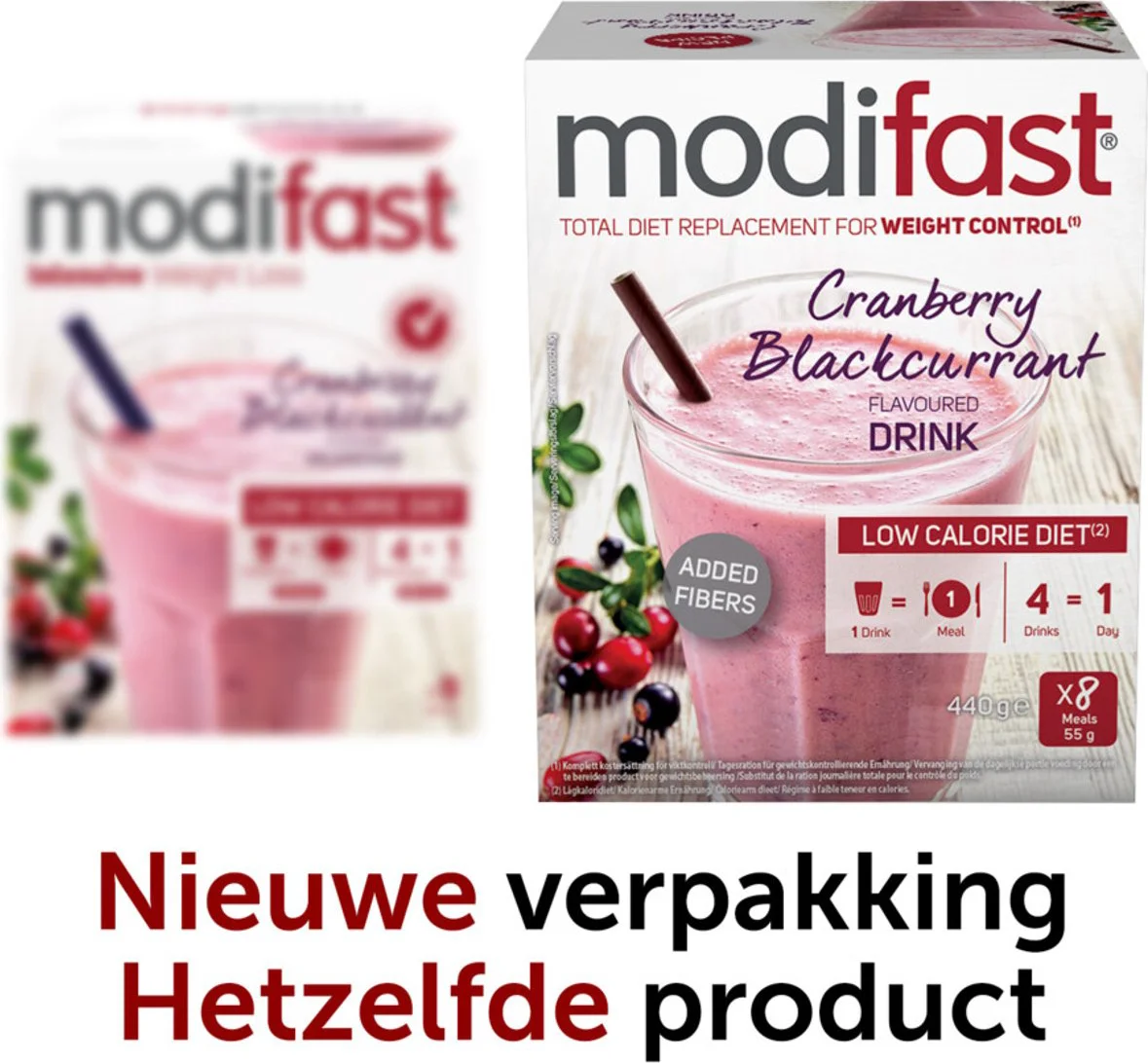 4x Modifast Weight Control Milkshake Cranberry 8 x 55 gr