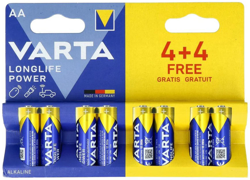 Varta Longlife Power AA Batterijen 8ST