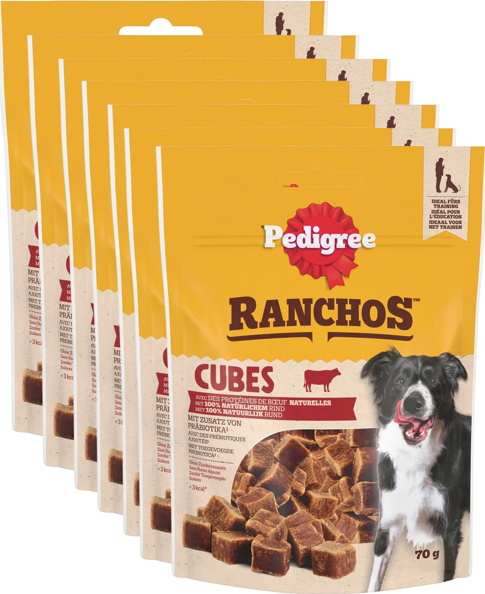 7x Pedigree Ranchos Cubes Hondensnacks Rund 70 gr
