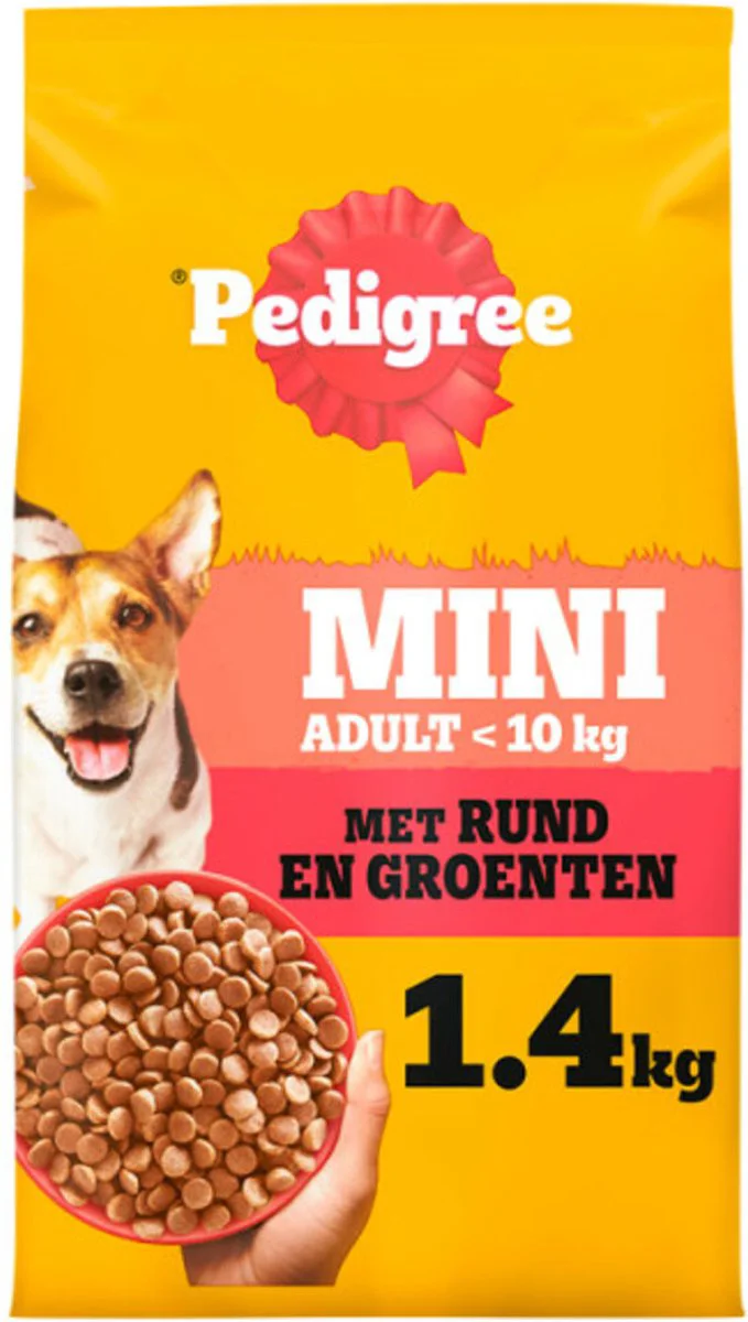 4x Pedigree Adult Hondenbrokken Mini Rund 1,4 kg