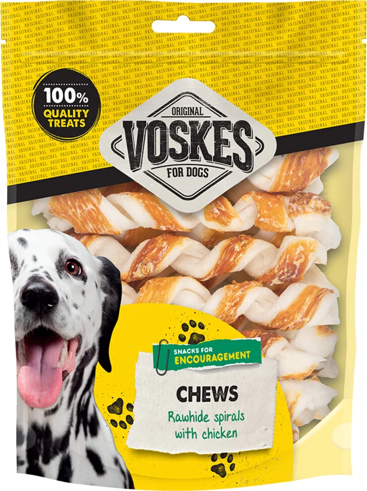 15x Voskes Hondensnack Spiralen Runderhuid & Kip 20 stuks