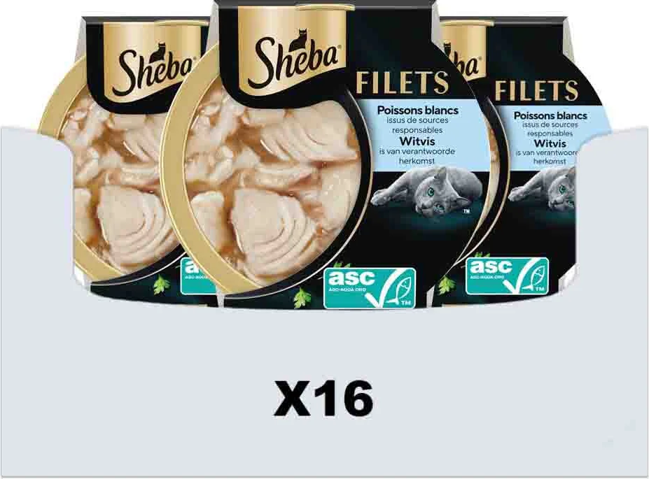 16x Sheba Kattenvoer Nat Filets in Saus Witvis 60gr