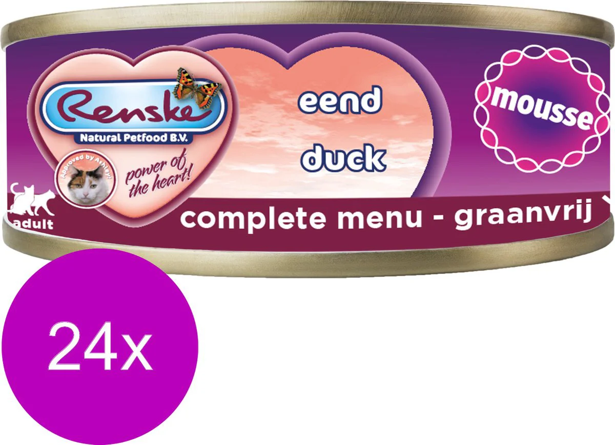 24x Renske Mousse Kattenvoer Nat Eend 70 gr