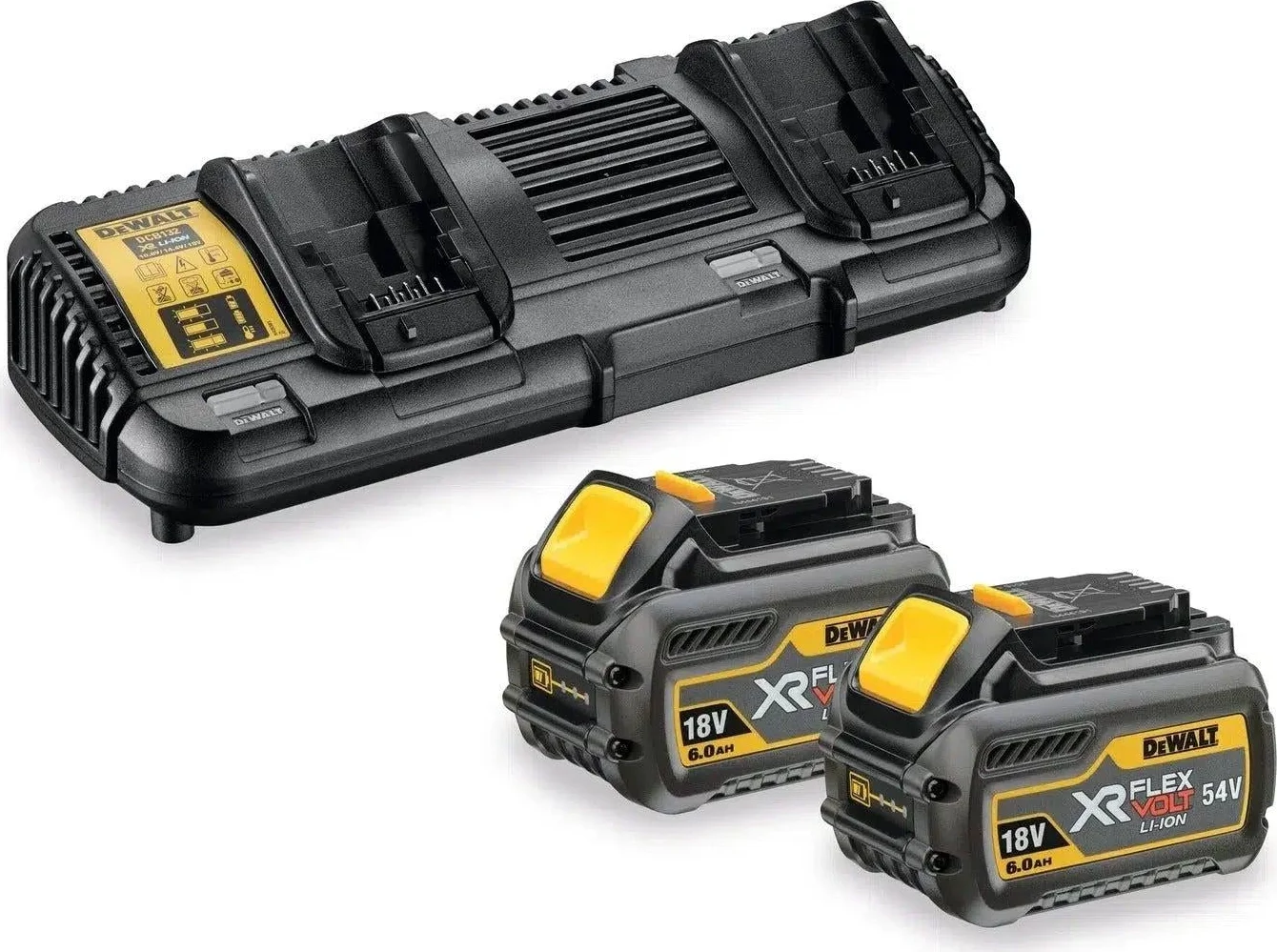 DeWALT DCB132T2 Starterset 2x DCB546 Accu 6.0Ah 54V XR FlexVolt + Dubbellader DCB132