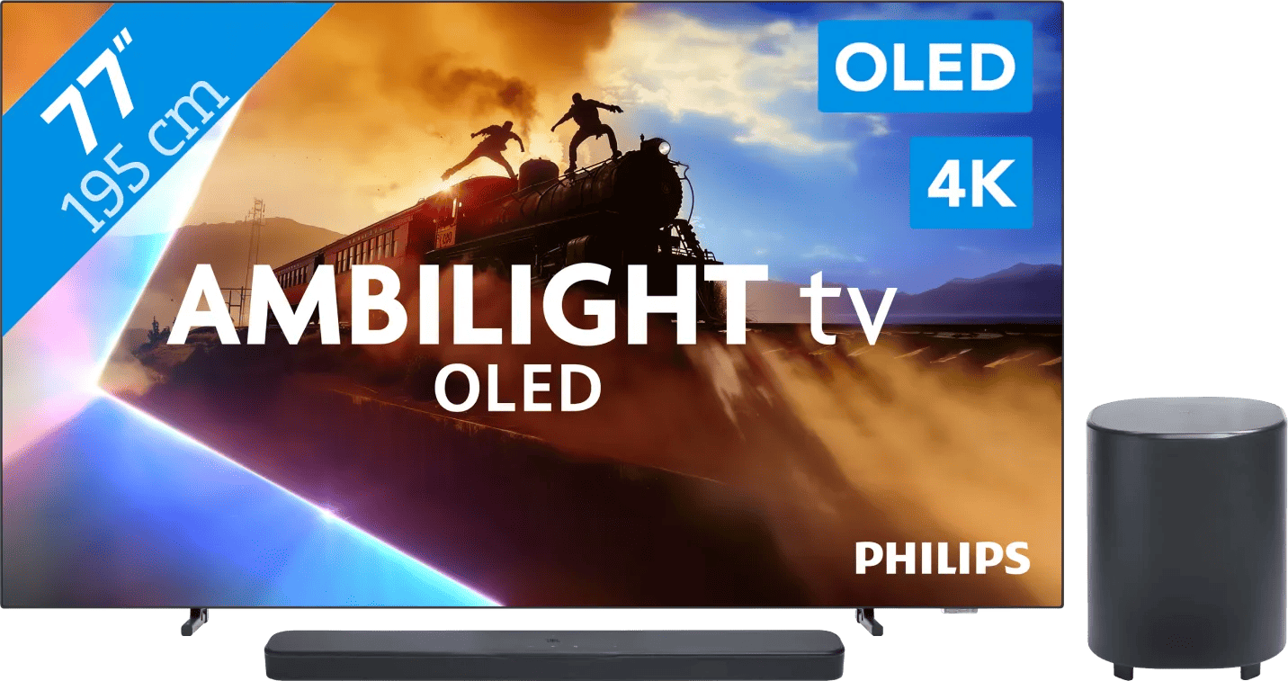 Philips Ambilight 77'' OLED760 4K (2025) + JBL Bar 500 MK2 Zwart