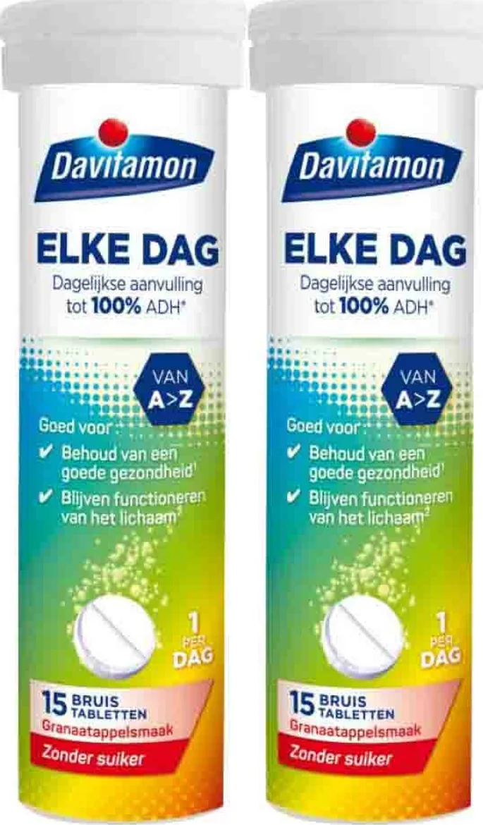 2x Davitamon Elke Dag Bruis Granaatappel 15 stuks